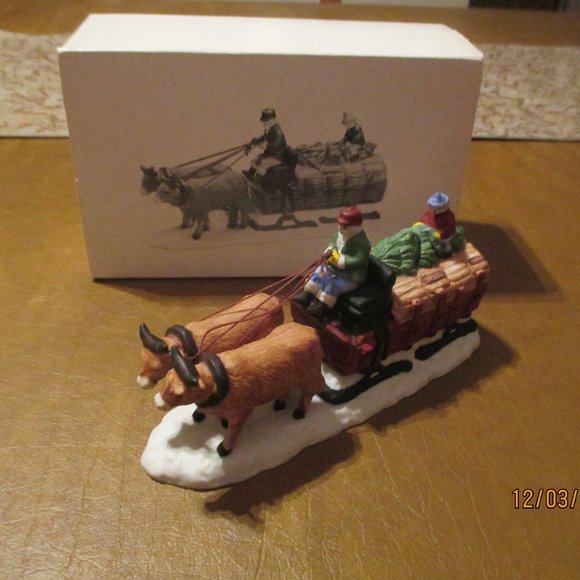 Dept 56 Heritage Village Collection Ox Sled 5951-0 Retired in Original Box - Picture 1 of 6